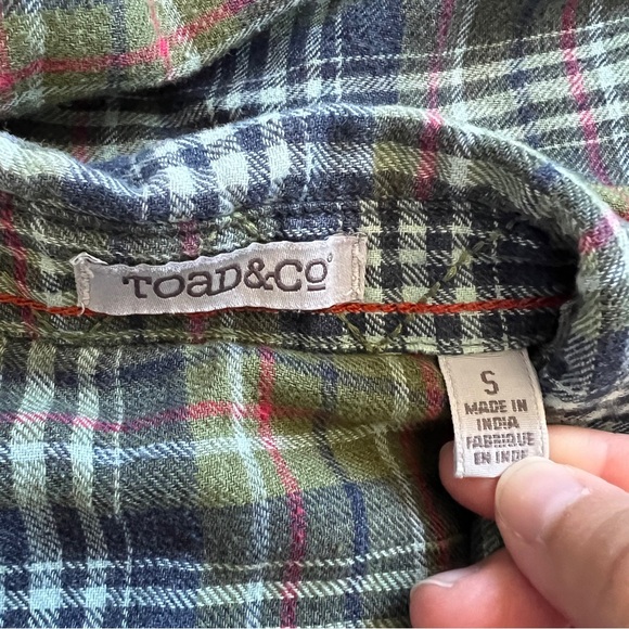Toad&Co Green Plaid Button Down Flannel Women’s Size S - Picture 2 of 7